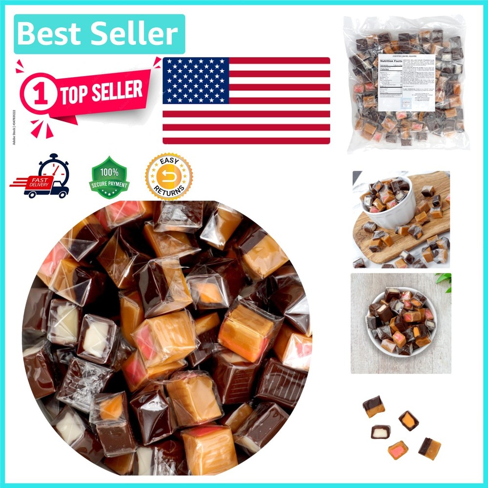 Individually Wrapped Assorted Caramel Squares – 1 Pound Bulk Bag Delight