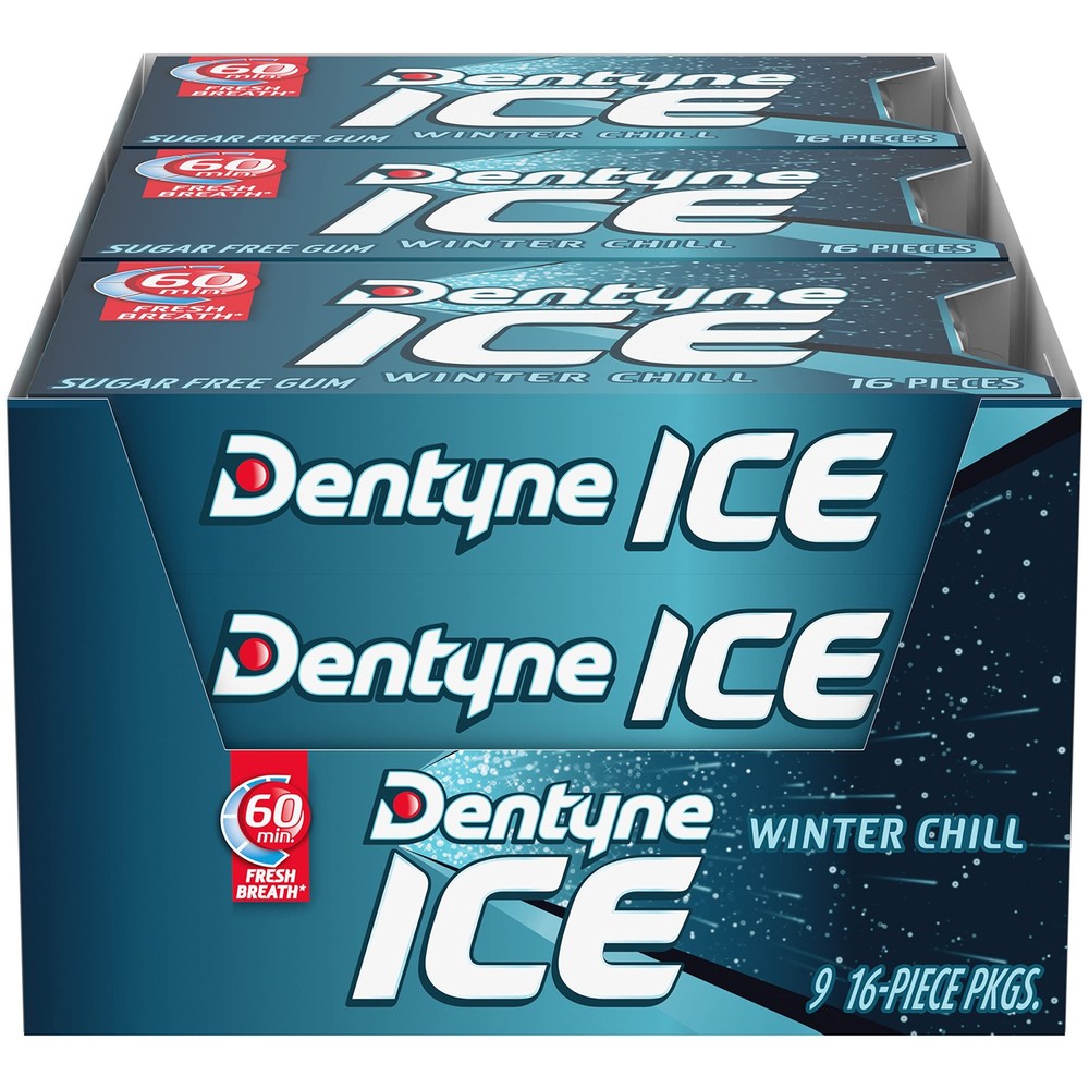 Dentyne Ice Winter Chill Sugar Free Gum 16 Count Pack 144 Total Pieces