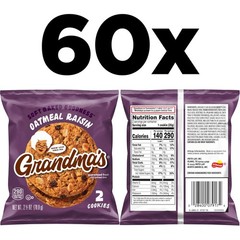 Grandma’s Oatmeal Raisin Cookies, 2.5 Ounce (Pack of 60), No Color