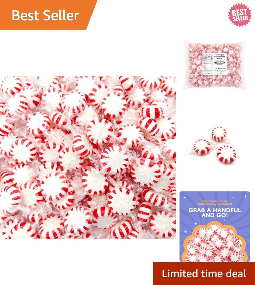 Starlight Peppermint Mints – 2 lb Bag | Approx. 150 Count of Classic Hard Candy