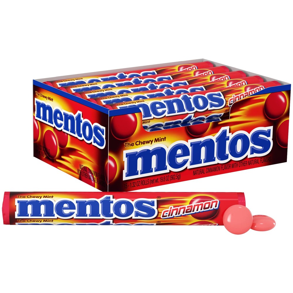 Mentos Chewy Mint Candy Roll, Cinnamon Flavor, 14 Pieces – 15 Count Party Pack