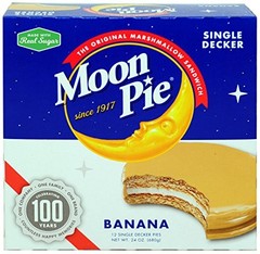 Moon Pie Single Decker Banana Marshmallow Sandwich – 2oz, 12Count Box (Pack of 8