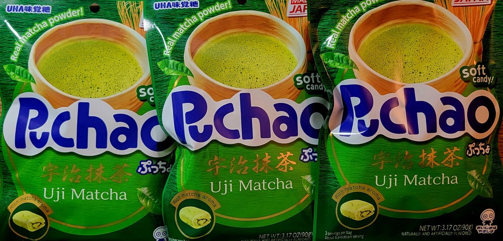 UHA Mikakuto Japanese Puchao Soft Chewy Candy Uji Matcha Flavor 3.17oz / 3 packs