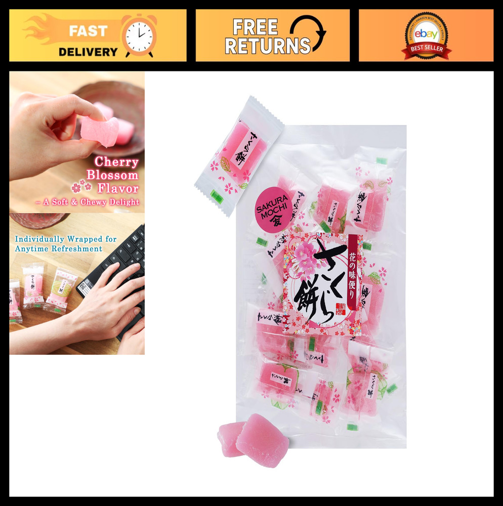 Japanese Sakura Mochi Candy – Soft Chewy Cherry Blossom Rice Cakes, 180g
