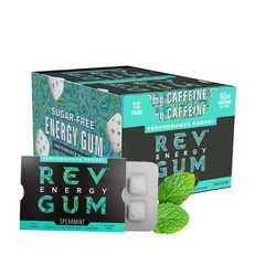 (Pack of 12) Rev Gum Spearmint Gum Regular Strength Chewing Gum 6 Pieces