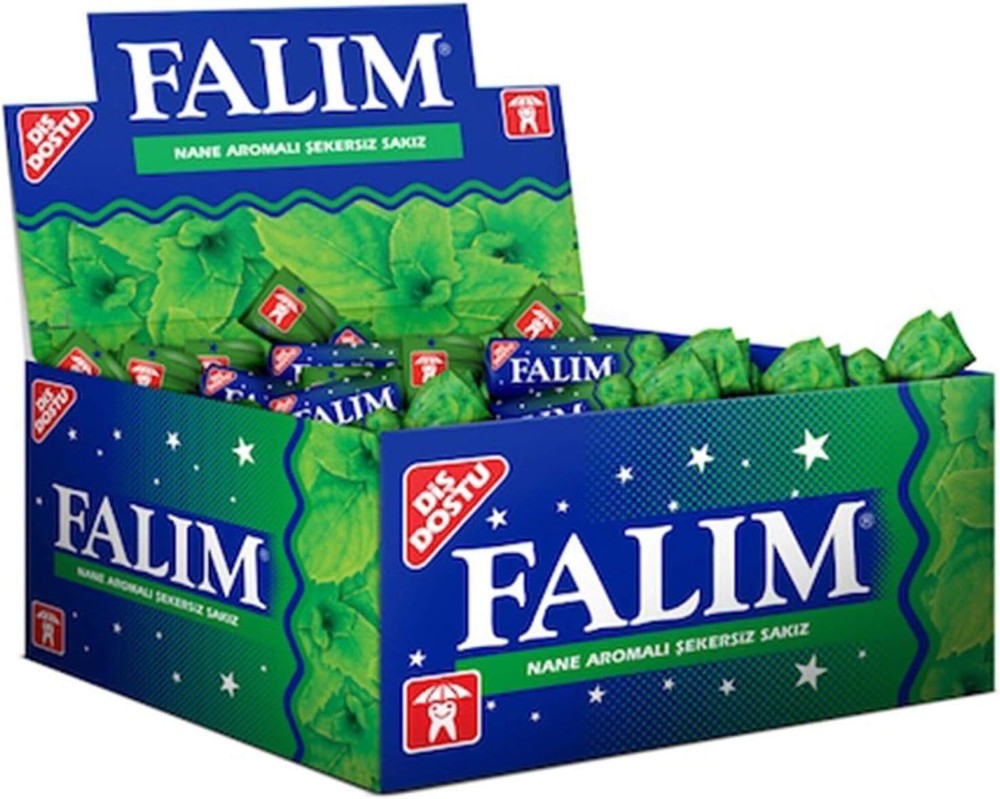 Falim Sugarless Plain Gum Individually Wrapped, 100 Count (Pack of 1), Green