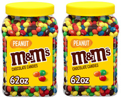 2 Packs M&M’S Peanut Milk Chocolate Candy Bulk Jar 62 oz. Each Pack EXP 10/2024