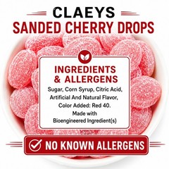 Claeys Sanded Cherry Drops Old Fashioned Nostalgic Candy , 2 lbs