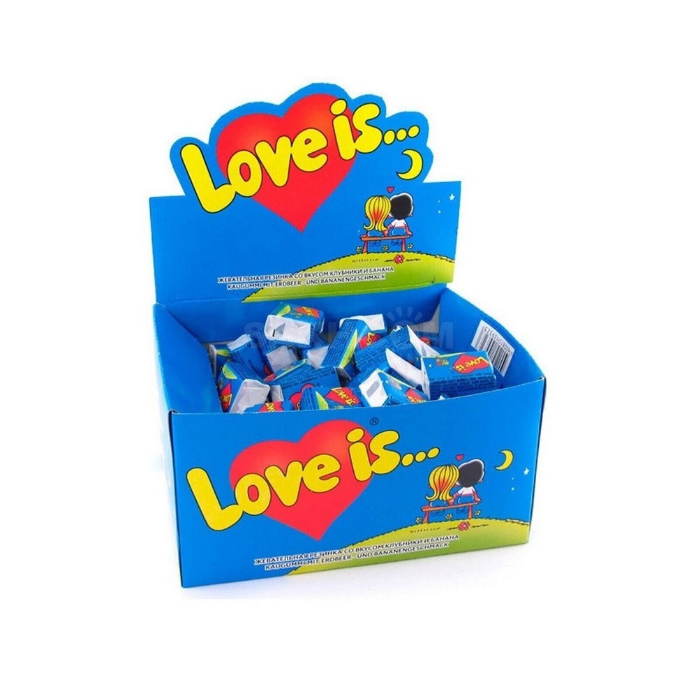 LOVE IS… BLUE Banana & Strawberry Flavor 100 Bubble Gums Box