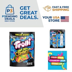 Chewy Sour Brite Crawlers: Cherry-Lemon, Strawberry-Grape & Orange-Lime, 28.8 oz