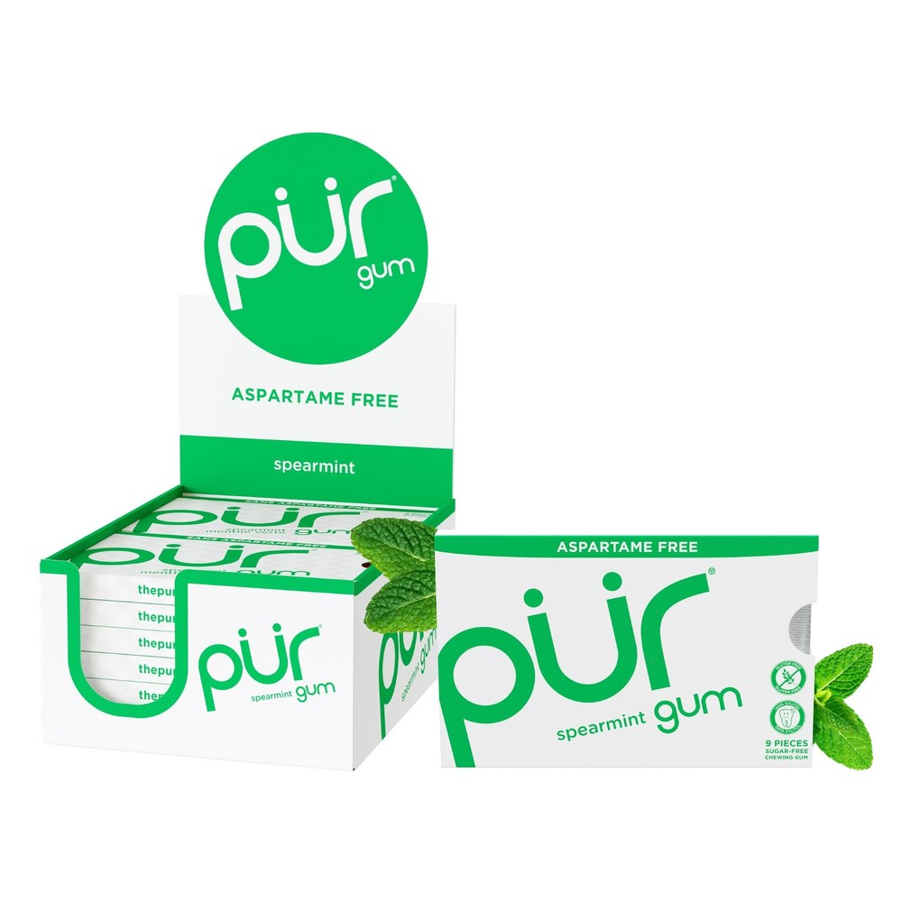 | Aspartame Free Chewing Gum | 100% Xylitol | Natural Spearmint Flavored Gum,…