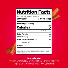 | Aspartame Free Chewing Gum | 100% Xylitol | Natural Cinnamon Flavored Gum, 55