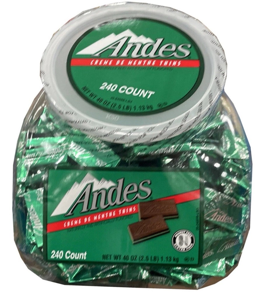 Andes Crème de Menthe Chocolate Mint Thins – 240 Count – 40 Oz Tub