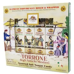 18 Piece Assorted Torrone Soft Nougat Candy, Made in Italy, 8.8oz (250g)