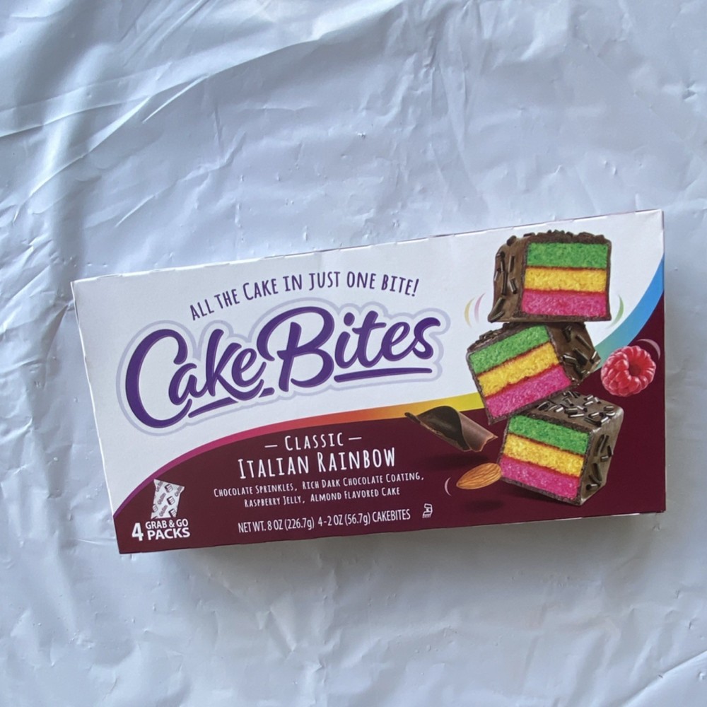 Cake Bites Classic Italian Rainbow Chocolate Covered Cake 4 Packs
