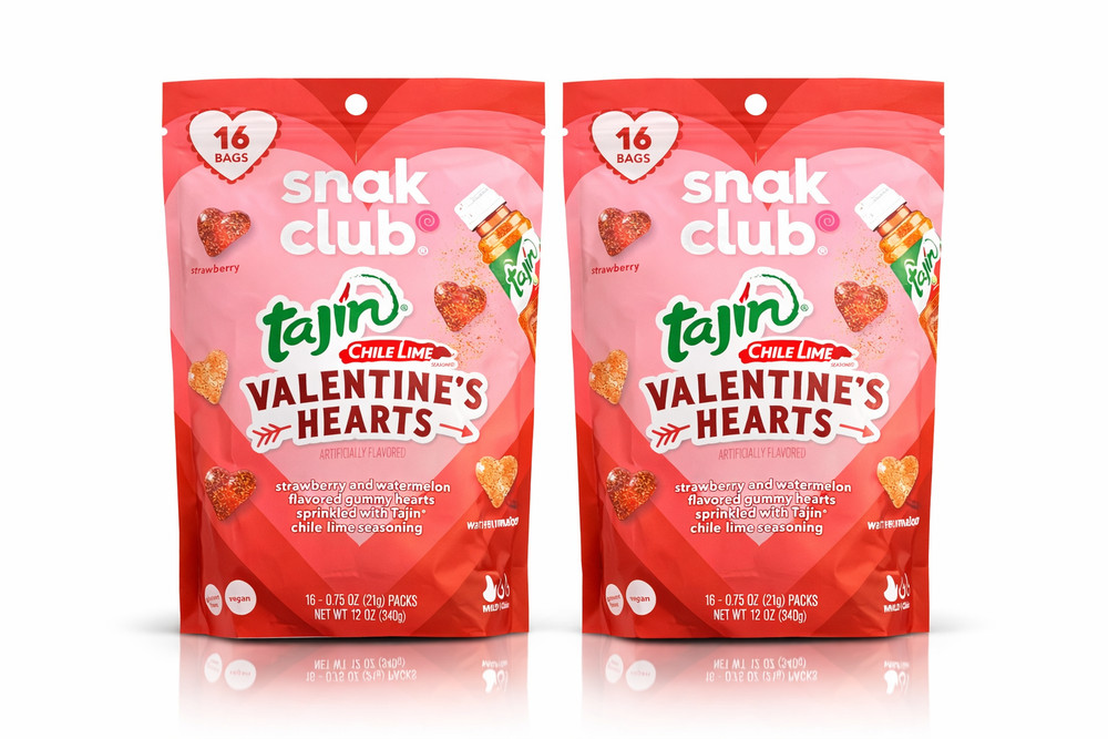 2 x Snak Club Tajin Chili & Lime Valentine’s Hearts Gummy Gummies Candy 16 Bags