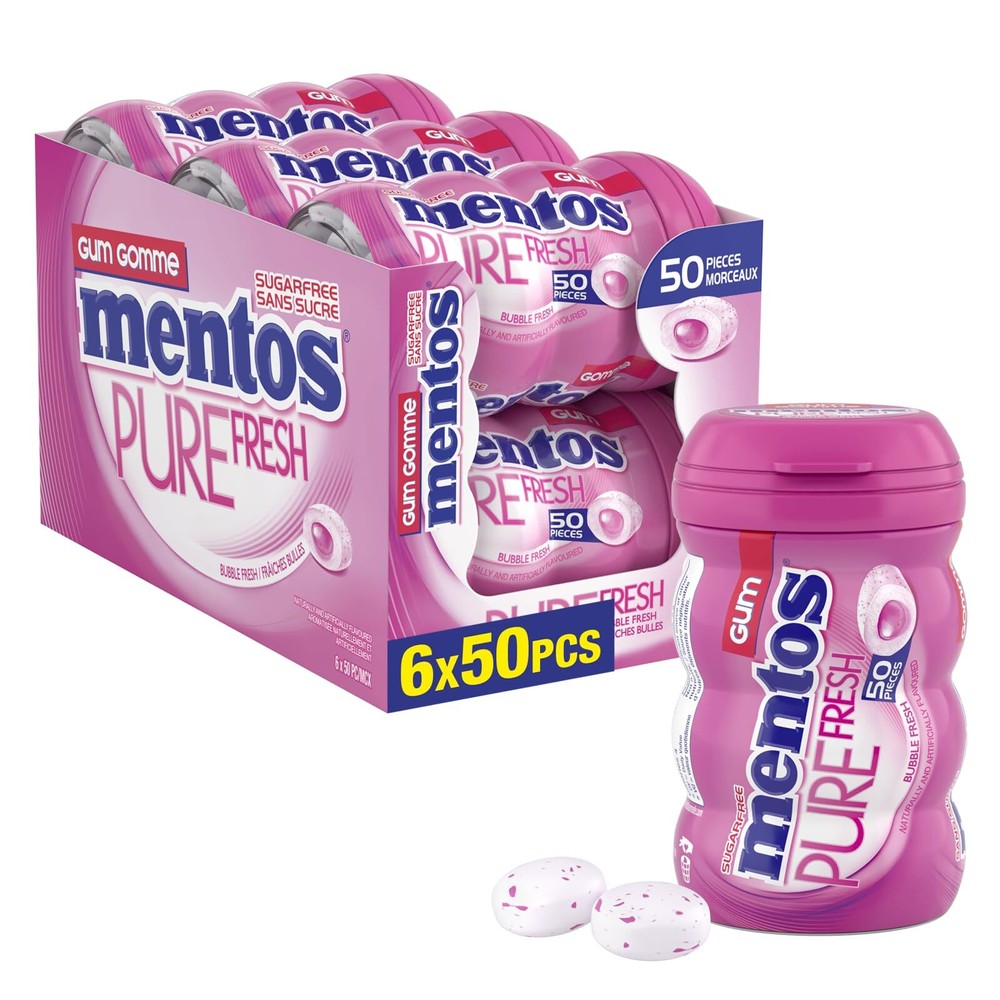 Mentos Pure Fresh – Bubble Fresh Flavour – Pack of 6 bottles (300 pieces) – S…