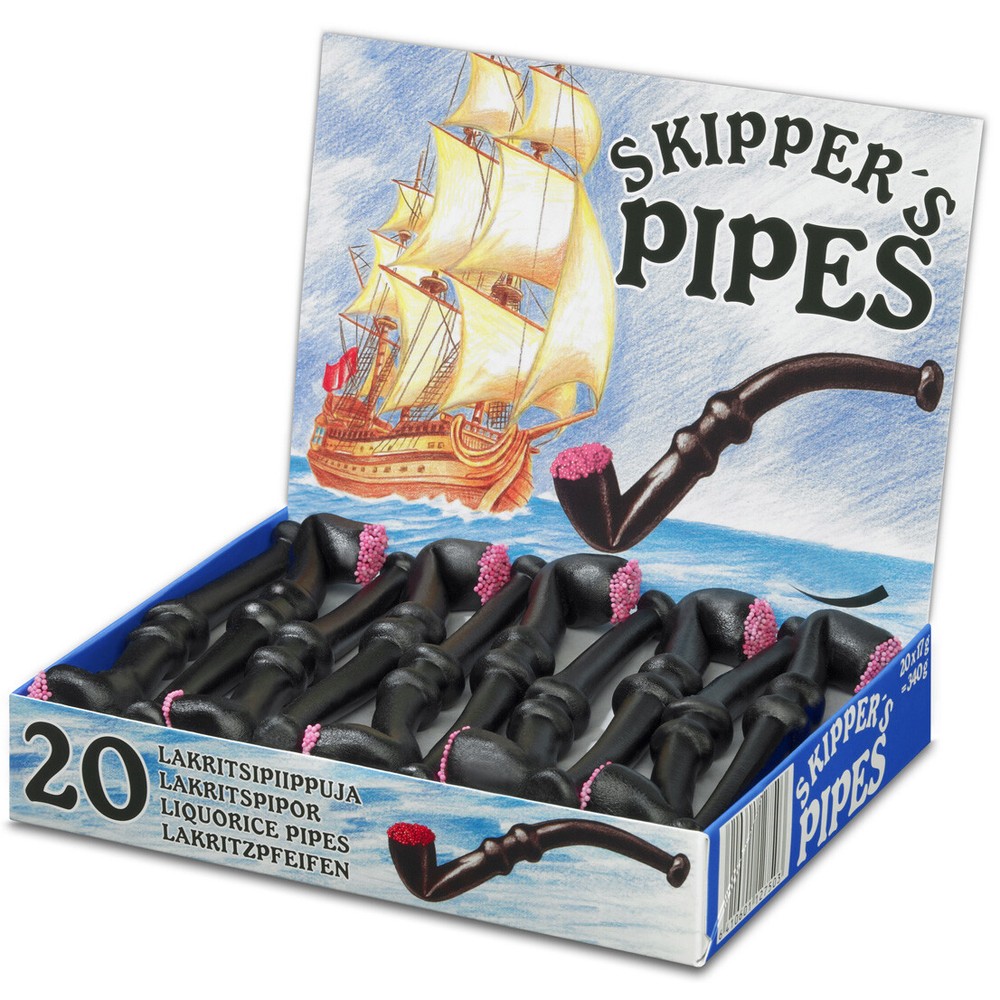 MALACO SKIPPERS PIPES 340g original Liquorice Pipes in Box Made in Sweden New