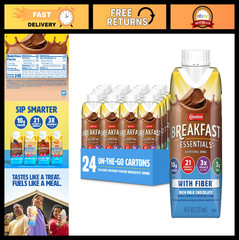 Ready to Drink Breakfast Essentials with Fiber, Rich Chocolate, 8oz Carton – 24