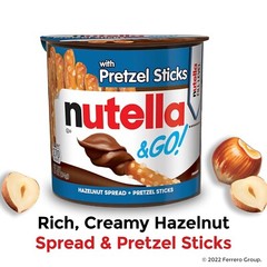 GO! Hazelnut Cocoa Spread with Pretzel Sticks – 12 Snack Cups (1.9 oz Each)
