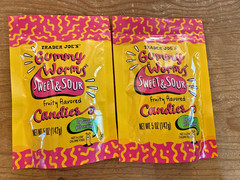 2 X Trader Joes Sweet & Sour Gummy Worms Candy Sugar Free 5 oz each Exp, 6/2027