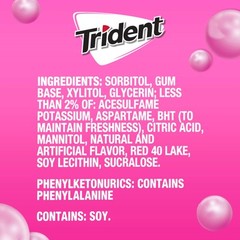 Trident Bubblegum Sugar Free Gum Pack of 3 Chewing Gum 42 Pieces Total