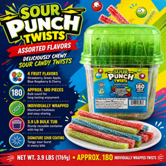 Sour Punch Twists, Variety, 180-count