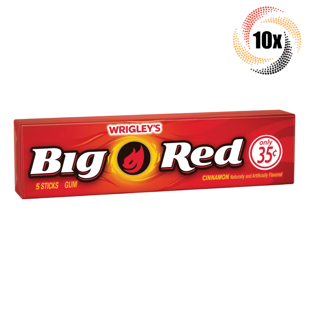 10x Packs Wrigley’s Big Red Cinnamon Flavor Chewing Gum ( 5 Sticks Per Pack )