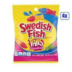4x Bags Swedish Fish Tails 2in1 Flavors Soft & Chewy Gummy Candy – 3.6oz