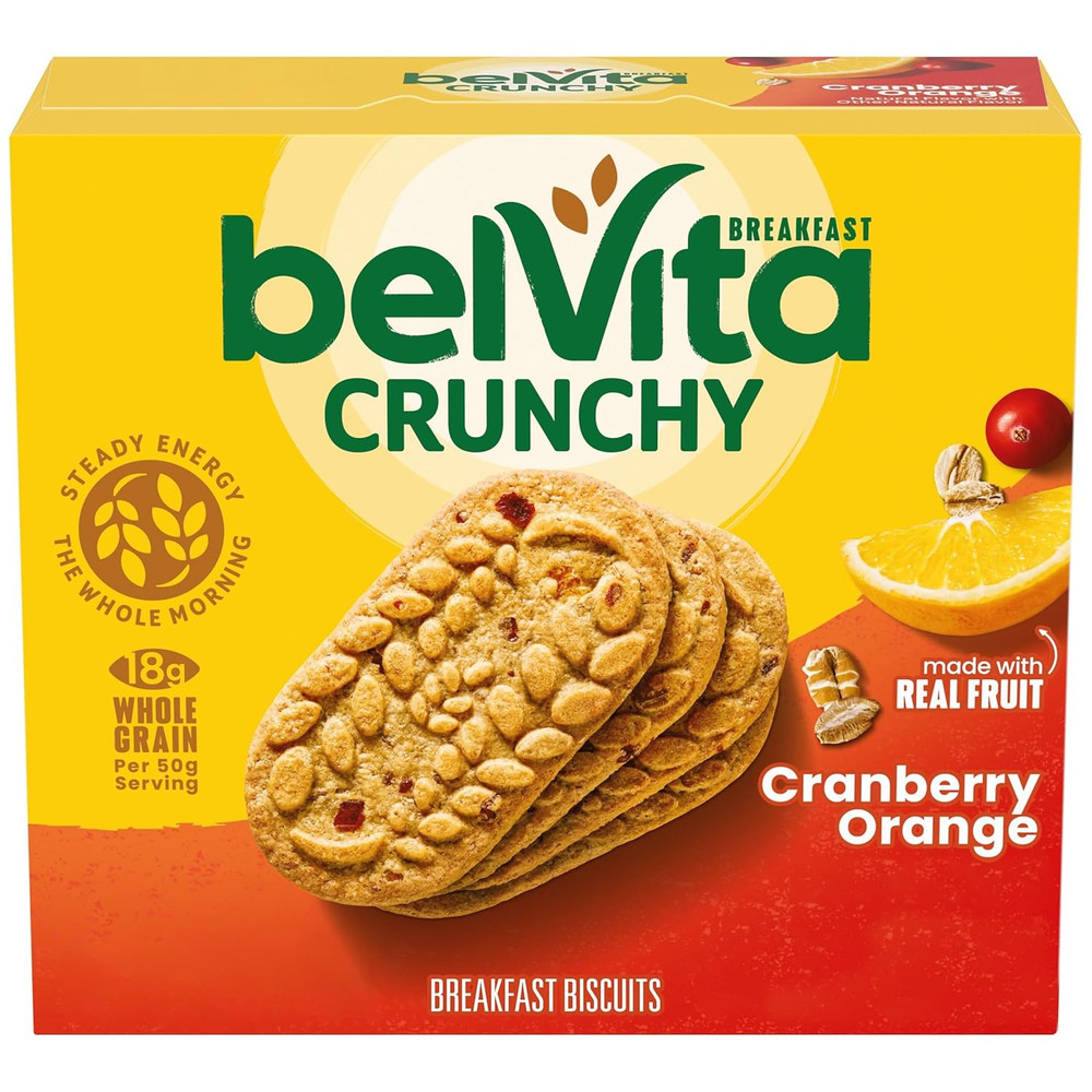 Belvita Cranberry Orange Breakfast Biscuits, 5 Packs (4 Biscuits per Pack)