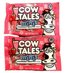 2pc 4oz/12pc ea Bag Goetze’s Cow Tales Minis STRAWBERRY SMOOTHIE Valentine Candy