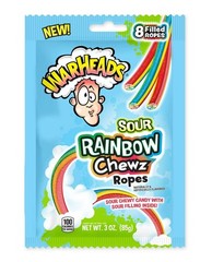 3oz/8ct Bag WARHEADS Sour RAINBOW CHEWZ Ropes Easter Candy Tartness & Sweetness
