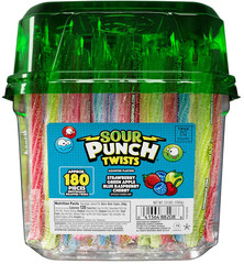 Twists, Sour Candy 6″ Individually Wrapped Chewy Candy, 4 Assorted Fruity Flavor
