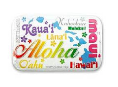 Hawaii Mints Words of Aloha Hawaiian Designs Tin Box 0.56oz Sugar Free