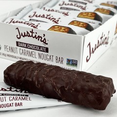 Justins Organic DARK Chocolate Nougat Peanut Caramel-12 Bars-B.B.Date: 6/18/2026