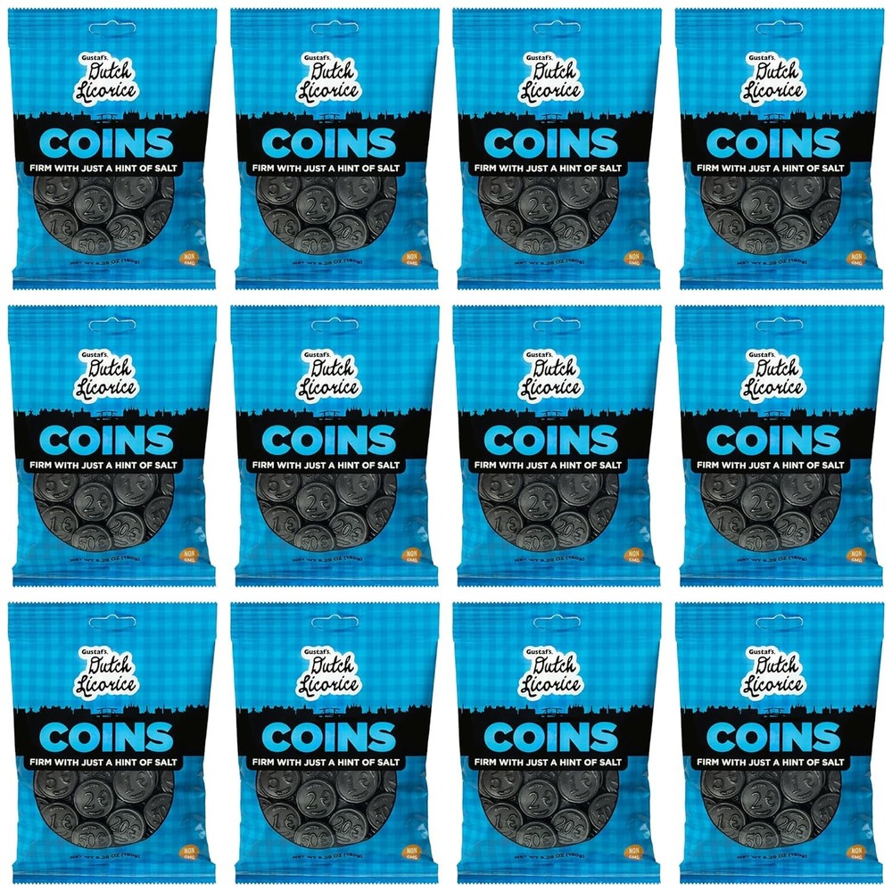 Gustaf’s Salted Dutch Licorice Coins – 12 Pack of 5.2oz Bags – Black…