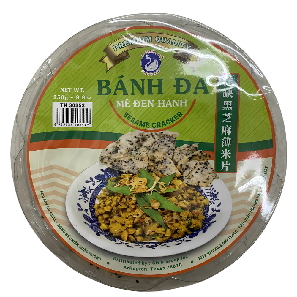 Swan Brand Black Sesame Cracker 8.8oz ( Bánh Đa Mè Đen )
