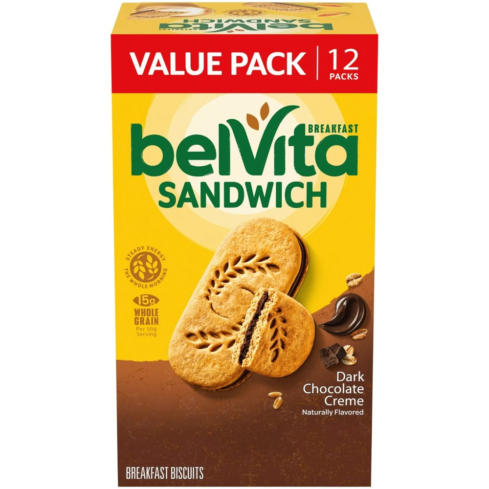 belVita Blueberry Breakfast Biscuits, Value Pack, 12 Packs (4 Biscuits Per Pack)