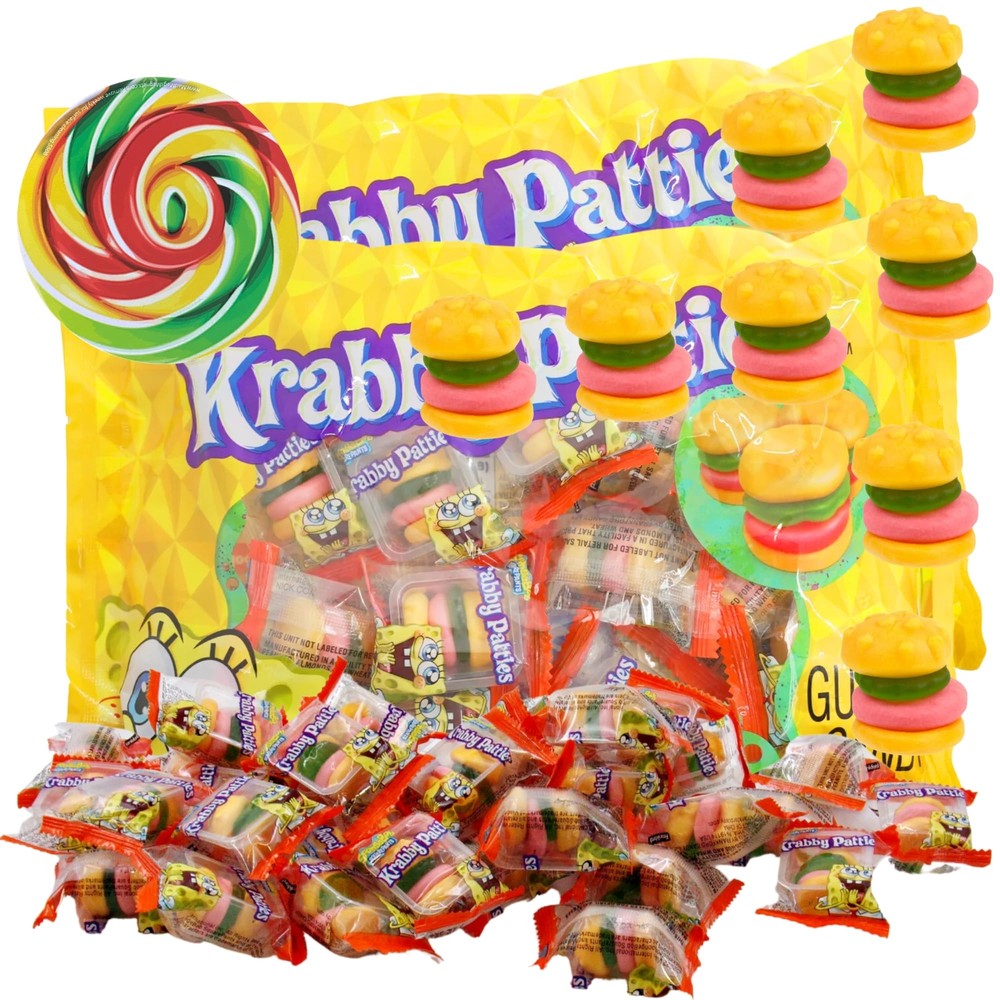 Hamburger Shaped Gummy Candy Individually Wrapped Pack of 2 for Parties