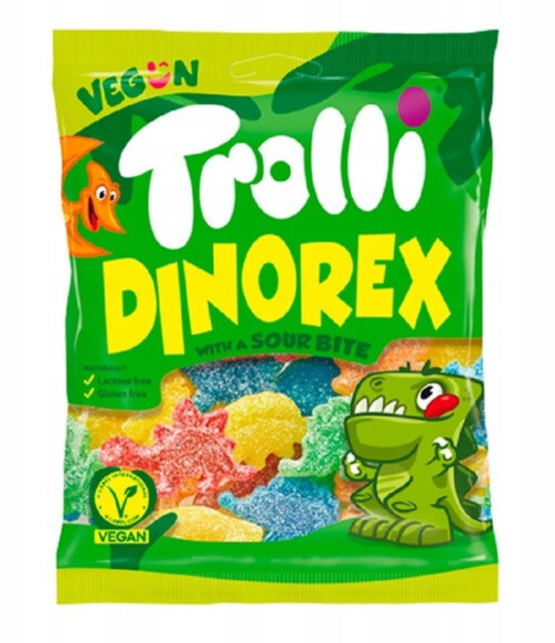 5 x Trolli DINOREX – Sour & Fruit Flavour Jelly Shape – Bag 5 x 100g / 3.27oz