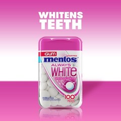 Mentos Always White Bubble Fresh Sugar Free Gum With Xylitol Sweetener