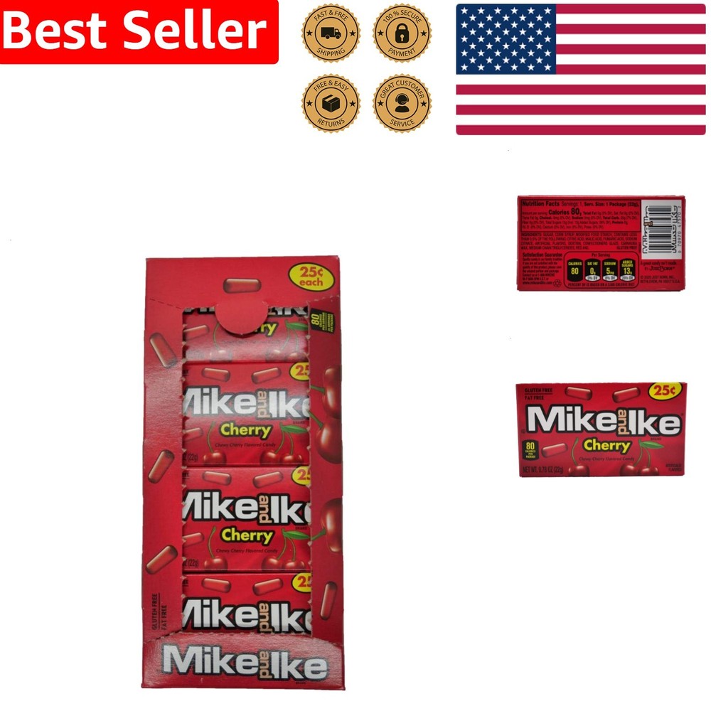 Chews Mike Ike Classic Cherry Delicious Shareable Case 24 Small Boxes Snack Bulk
