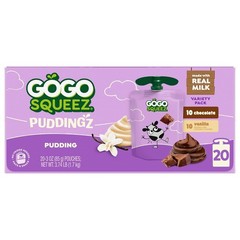 GoGo squeeZ PuddingZ Variety Pack, OntheGo Chocolate and Vanilla Pudding Snac…