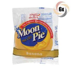 6x Pies Moon Pie Single Decker Banana Flavor Original Marshmallow Sandwiches 2oz