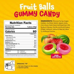 Fruit Gummy Balls Mix – 19 Ounce Jar (30 Count) – Jelly Filled Gummies