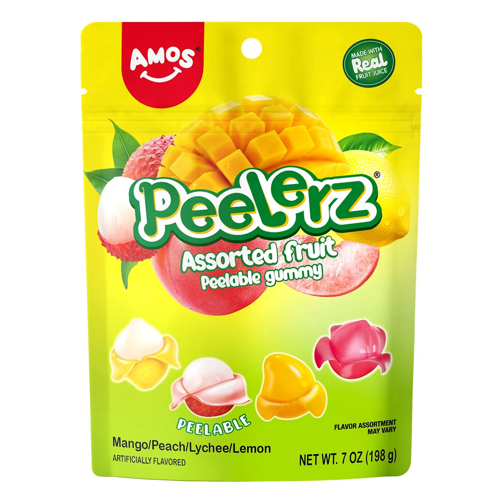 AMOS Peelerz Variety Pack Peelable Gummy Candy, Gluten, Milk and Nut Free, 7 Oz