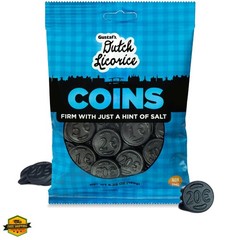 Salted Dutch Licorice Coins – 5.2oz Bag – Salted Black Licorice Coins – Dutch…
