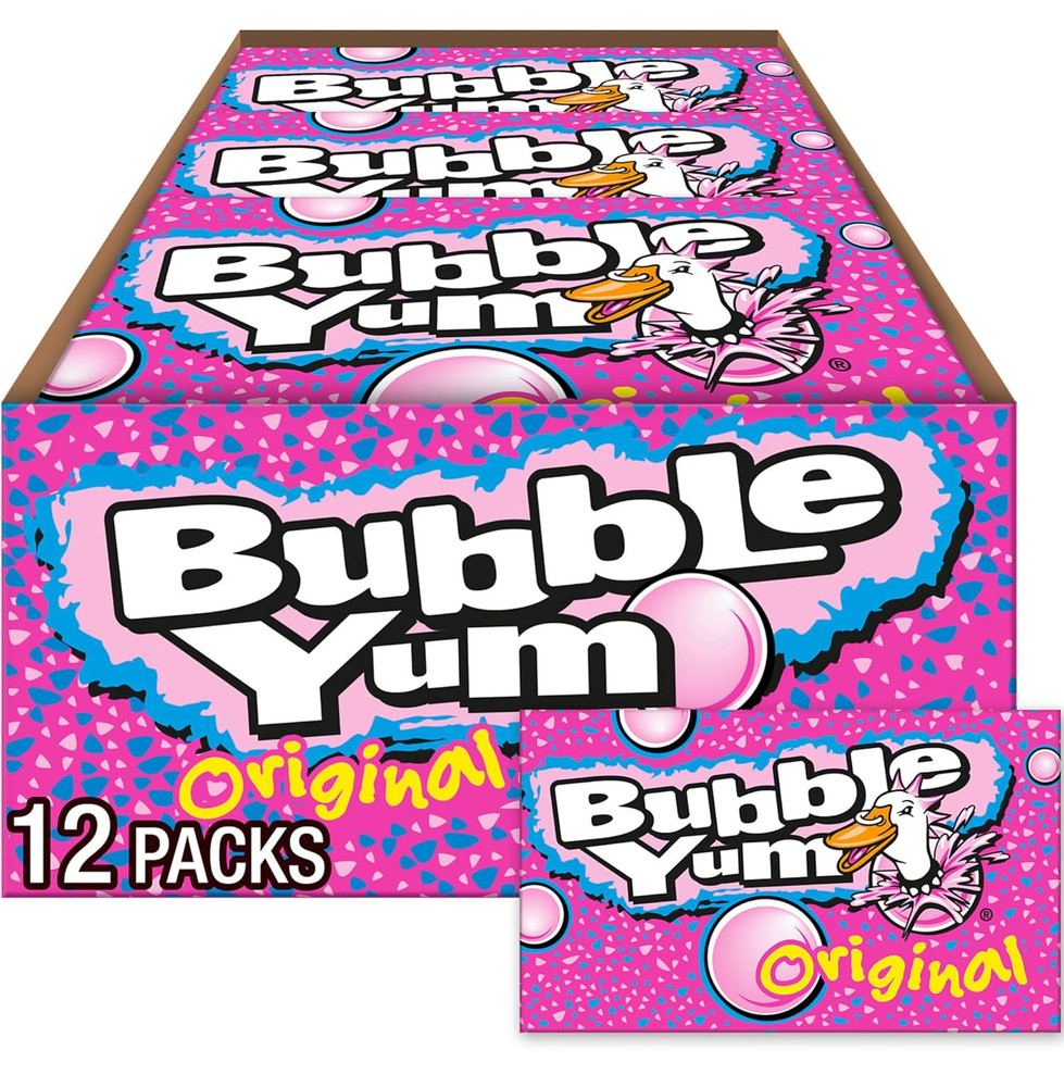 Bubble Yum Original Flavor Chewy, Bubble Gum Packs, 2.82 Oz (12 Count)