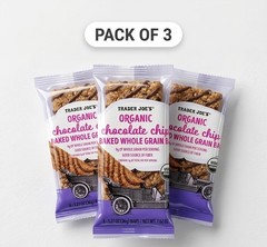 3 Pack Trader Joe’s Organic Chocolate Chip Baked Whole Grain Bar Gluten Free