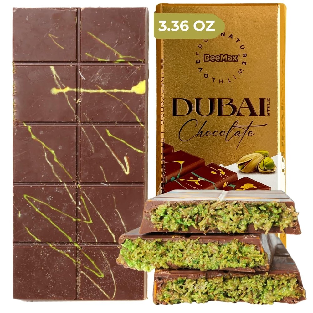 BeeMax Authentic Dubai-Style Mini Chocolate Bar, 3.36 oz (Pack of 1) – Luxurious